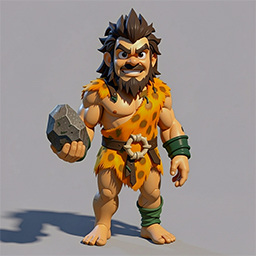 Caveman with stone hammer